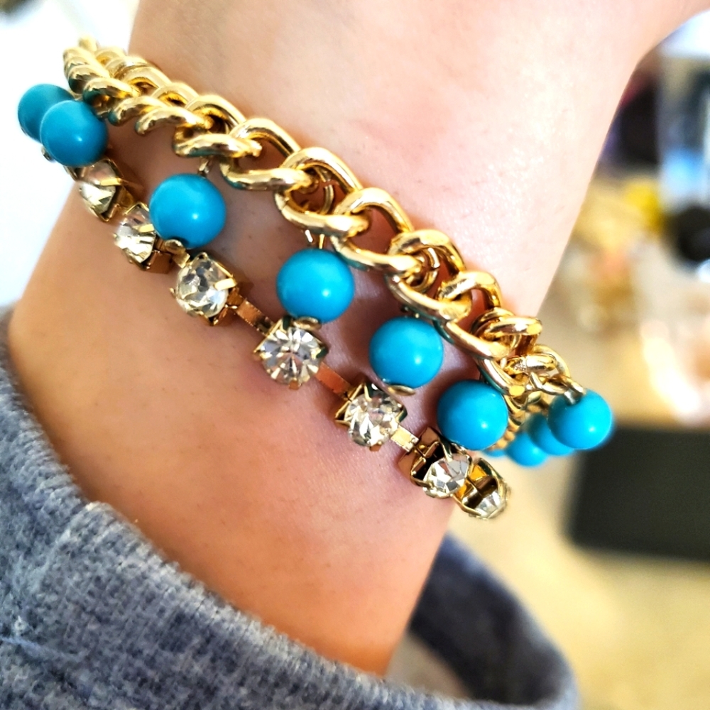 Ladies Turquoise and Gold Plated Fashion Bracelet